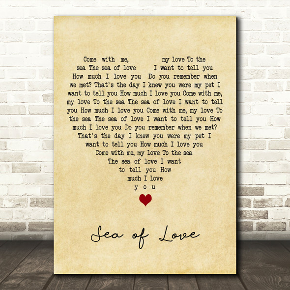 Cat Power Sea of Love Vintage Heart Decorative Wall Art Gift Song Lyric Print