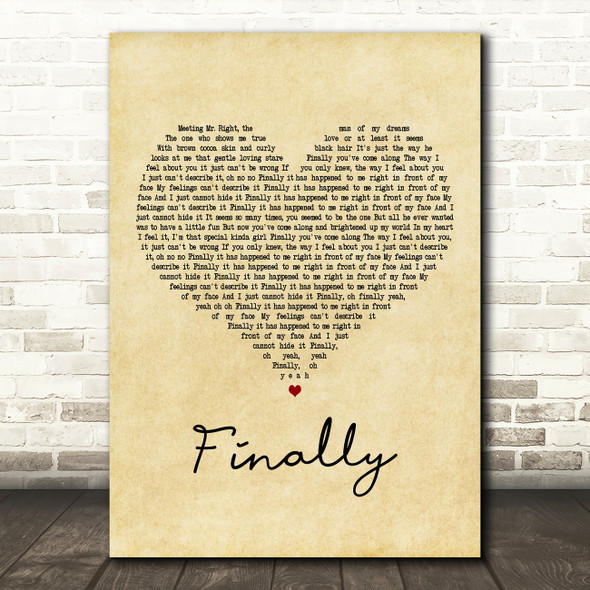 CeCe Peniston Finally Vintage Heart Decorative Wall Art Gift Song Lyric Print