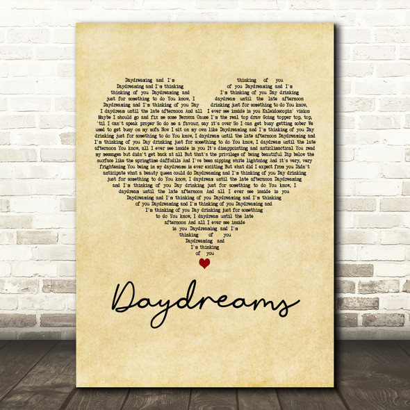 Easy Life Daydreams Vintage Heart Decorative Wall Art Gift Song Lyric Print