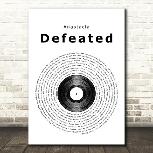 Anastacia Defeated Vinyl Record Song Lyric Quote Print