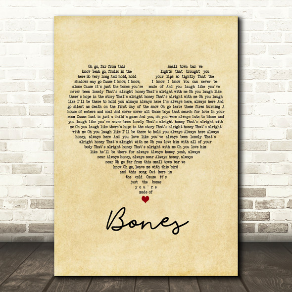 Ben Howard Bones Vintage Heart Decorative Wall Art Gift Song Lyric Print