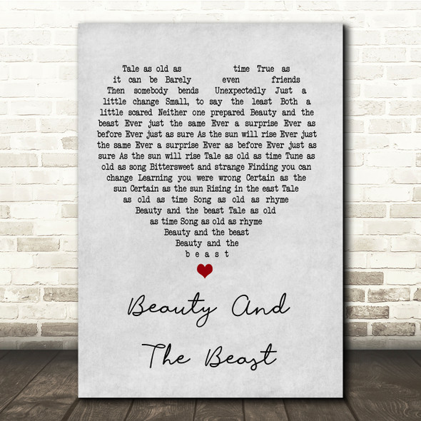 Angela Lansbury Beauty And The Beast Grey Heart Song Lyric Quote Print