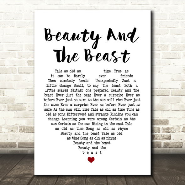 Angela Lansbury Beauty And The Beast White Heart Song Lyric Quote Print