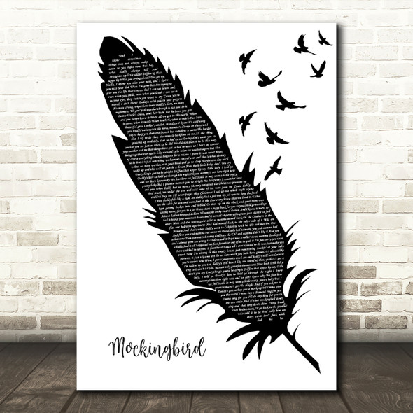 Eminem Mockingbird Black & White Feather & Birds Decorative Gift Song Lyric Print