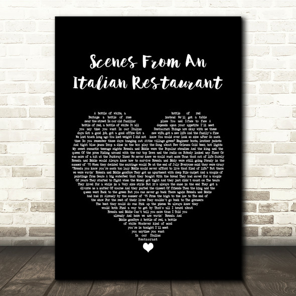 Billy Joel Scenes From An Italian Restaurant Black Heart Song Lyric Quote Print