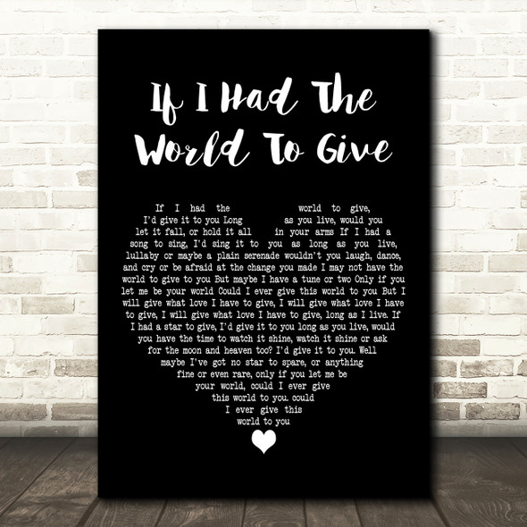 Grateful Dead If I Had The World To Give Black Heart Decorative Wall Art Gift Song Lyric Print