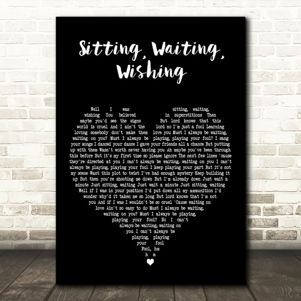 Jack Johnson Sitting, Waiting, Wishing Black Heart Decorative Wall Art Gift Song Lyric Print