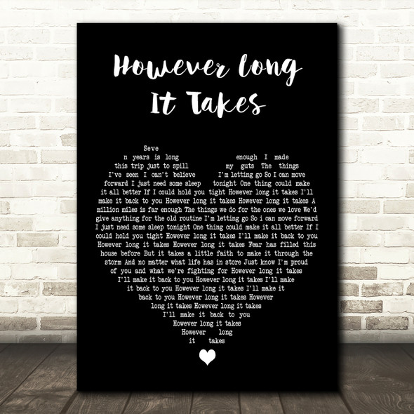 Sent By Ravens However Long It Takes Black Heart Decorative Wall Art Gift Song Lyric Print