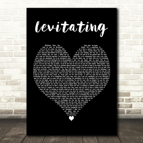 Dua Lipa Featuring DaBaby Levitating Black Heart Decorative Wall Art Gift Song Lyric Print