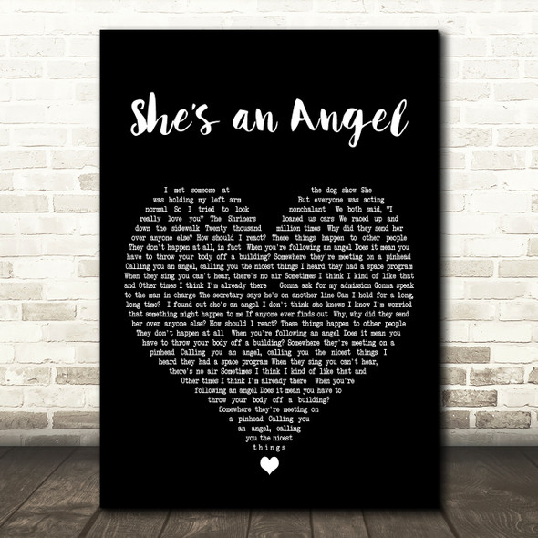 They Might Be Giants Shes an Angel Black Heart Decorative Wall Art Gift Song Lyric Print