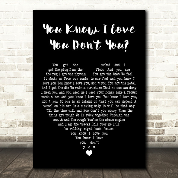 Howard Jones You Know I Love You Dont You Black Heart Decorative Gift Song Lyric Print
