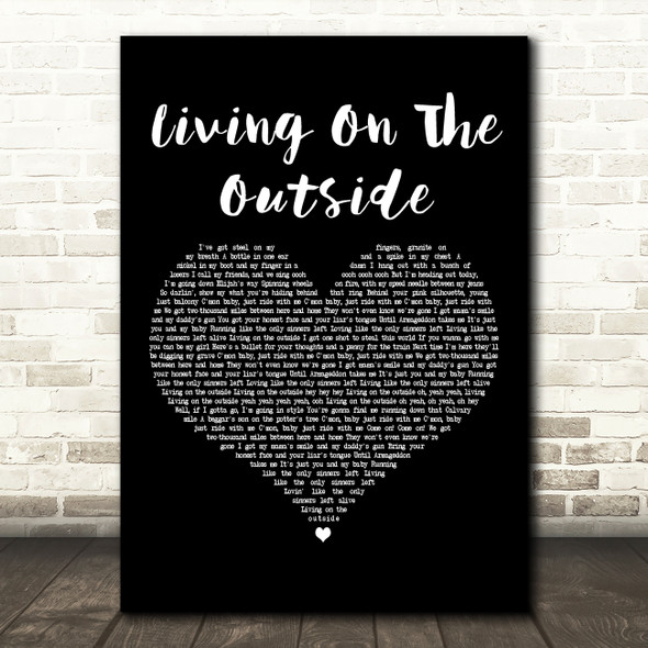 Meat Loaf Living On The Outside Black Heart Decorative Wall Art Gift Song Lyric Print