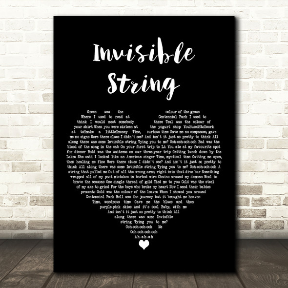 Taylor Swift Invisible String Black Heart Decorative Wall Art Gift Song Lyric Print