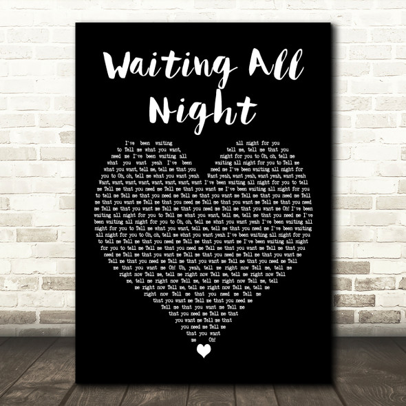 Rudimental Waiting All Night Black Heart Decorative Wall Art Gift Song Lyric Print