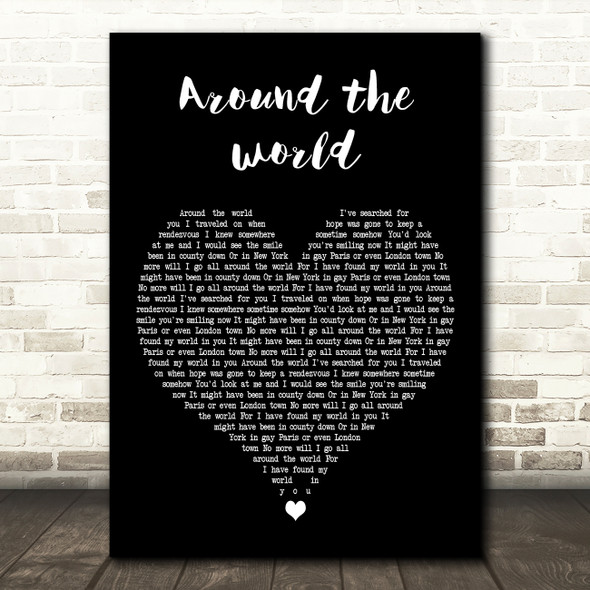 Calum Scott Around the world Black Heart Decorative Wall Art Gift Song Lyric Print