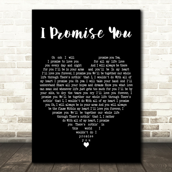 Michael Bolton I Promise You Black Heart Decorative Wall Art Gift Song Lyric Print