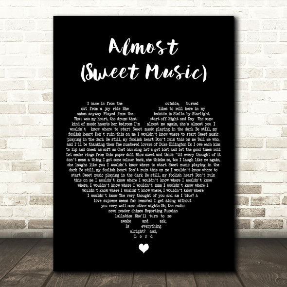 Hozier Almost (Sweet Music) Black Heart Decorative Wall Art Gift Song Lyric Print