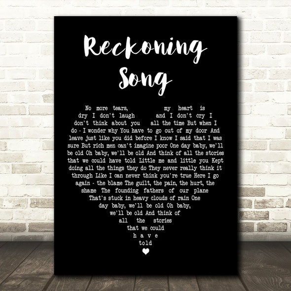 Asaf Avidan Reckoning Song Black Heart Decorative Wall Art Gift Song Lyric Print