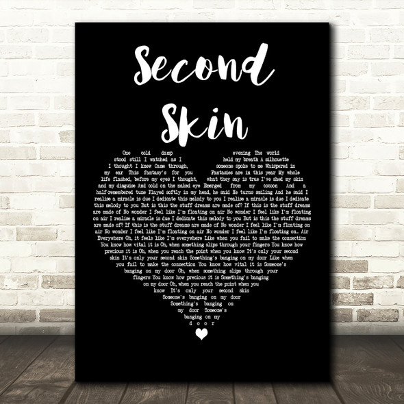 The Chameleons Second Skin Black Heart Decorative Wall Art Gift Song Lyric Print