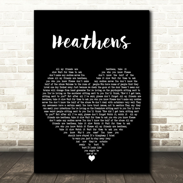 Twenty One Pilots Heathens Black Heart Decorative Wall Art Gift Song Lyric Print