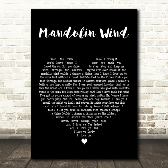 Rod Stewart Mandolin Wind Black Heart Decorative Wall Art Gift Song Lyric Print