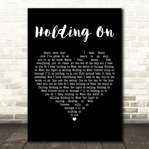 Johnny Stimson Holding On Black Heart Decorative Wall Art Gift Song Lyric Print