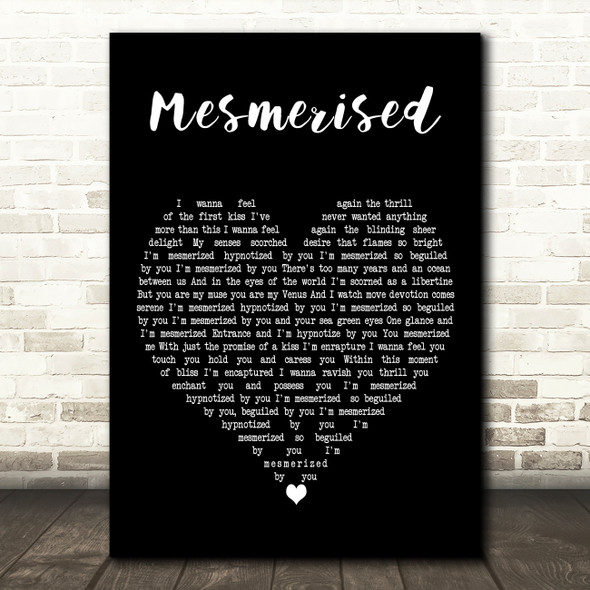 The Mission UK Mesmerised Black Heart Decorative Wall Art Gift Song Lyric Print