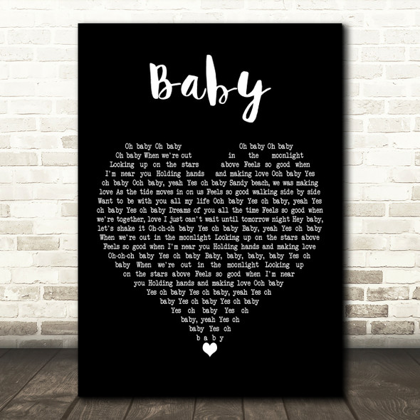 Donnie & Joe Emerson Baby Black Heart Decorative Wall Art Gift Song Lyric Print