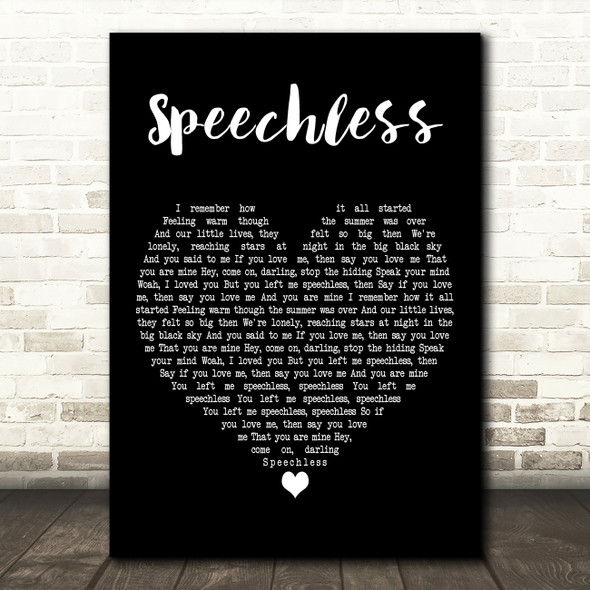 Robin Schulz Speechless Black Heart Decorative Wall Art Gift Song Lyric Print