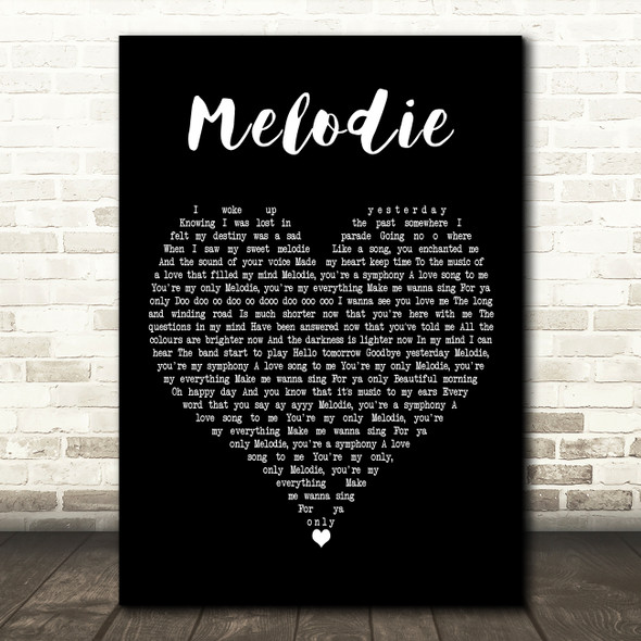 Michael Jackson Melodie Black Heart Decorative Wall Art Gift Song Lyric Print
