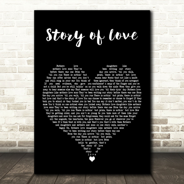 Bon Jovi Story of Love Black Heart Decorative Wall Art Gift Song Lyric Print