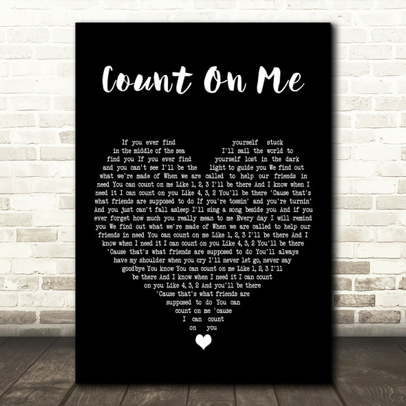 Bruno Mars Count On Me Black Heart Decorative Wall Art Gift Song Lyric Print