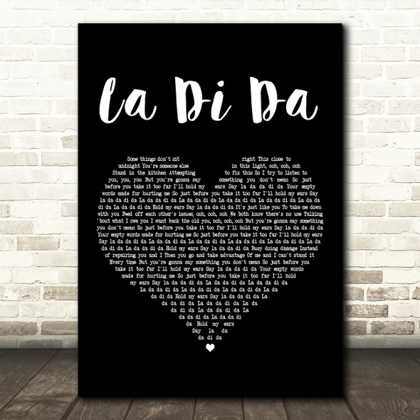 Lennon Stella La Di Da Black Heart Decorative Wall Art Gift Song Lyric Print