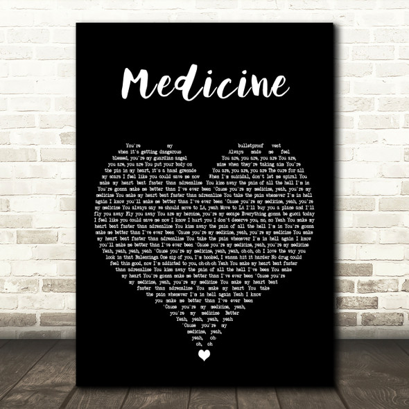 James Arthur Medicine Black Heart Decorative Wall Art Gift Song Lyric Print