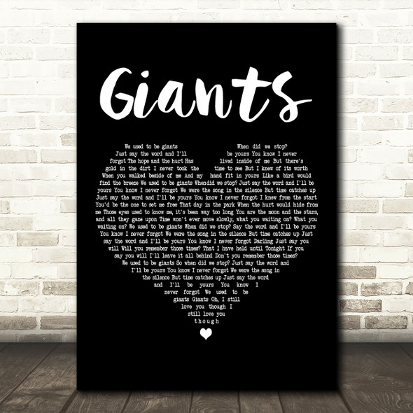 Dermot Kennedy Giants Black Heart Decorative Wall Art Gift Song Lyric Print