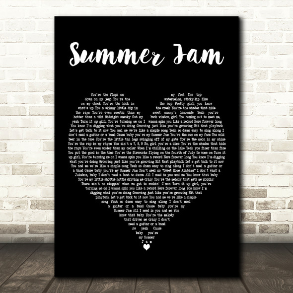 Jake Owen Summer Jam Black Heart Decorative Wall Art Gift Song Lyric Print