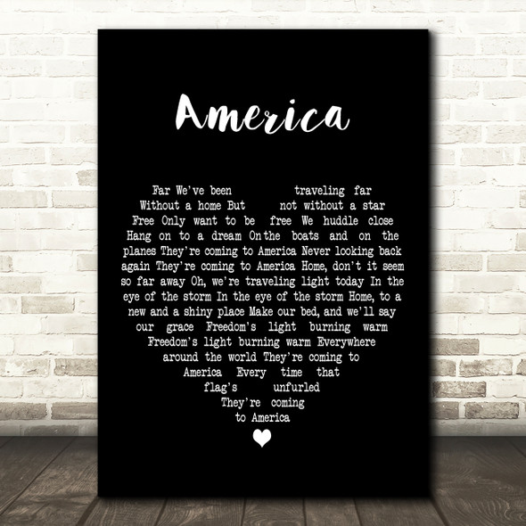 Neil Diamond America Black Heart Decorative Wall Art Gift Song Lyric Print