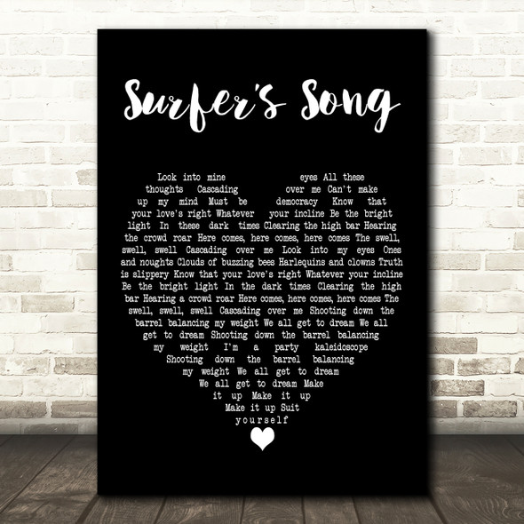 James Surfers Song Black Heart Decorative Wall Art Gift Song Lyric Print
