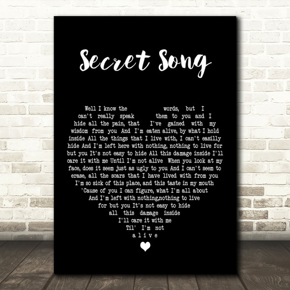 Staind Secret Song Black Heart Decorative Wall Art Gift Song Lyric Print