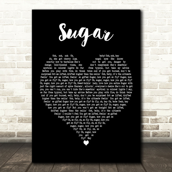 Robin Schulz Sugar Black Heart Decorative Wall Art Gift Song Lyric Print