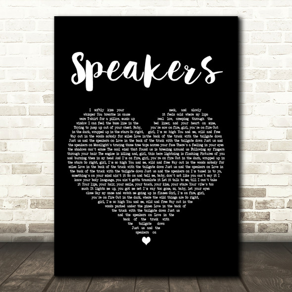 Sam Hunt Speakers Black Heart Decorative Wall Art Gift Song Lyric Print