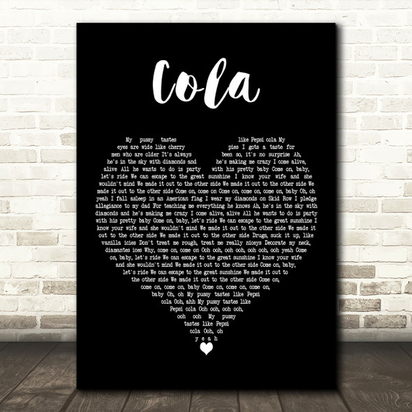 Lana Del Rey Cola Black Heart Decorative Wall Art Gift Song Lyric Print