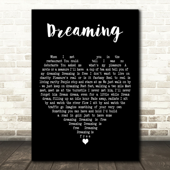 Blondie Dreaming Black Heart Decorative Wall Art Gift Song Lyric Print