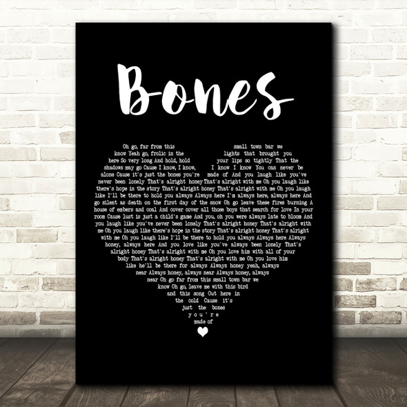 Ben Howard Bones Black Heart Decorative Wall Art Gift Song Lyric Print