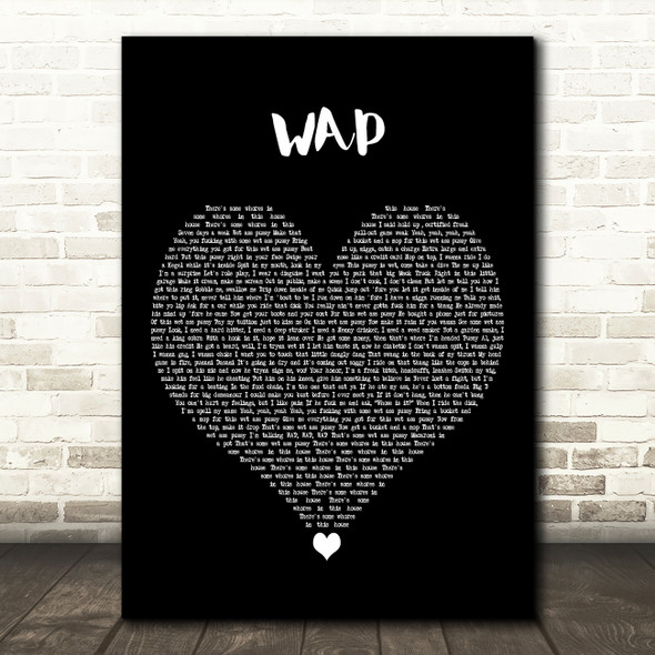 Cardi B WAP Black Heart Decorative Wall Art Gift Song Lyric Print