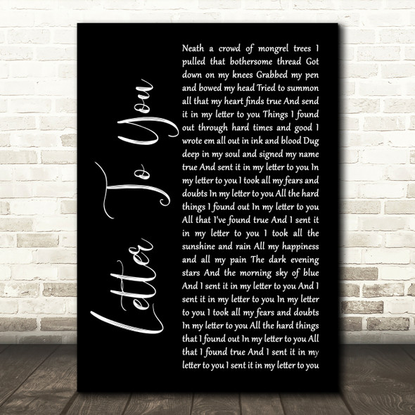 Bruce Springsteen Letter To You Black Script Decorative Wall Art Gift Song Lyric Print