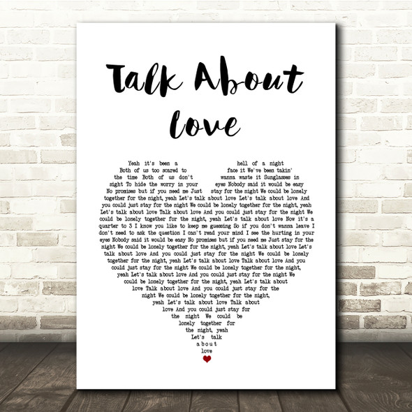 Boyzone Talk About Love White Heart Song Lyric Quote Print