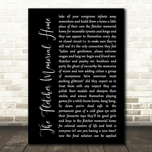 Pink Floyd The Fletcher Memorial Home Black Script Decorative Gift Song Lyric Print