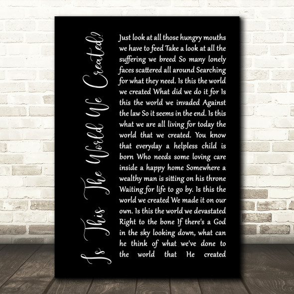 Queen Is This The World We Created Black Script Decorative Gift Song Lyric Print