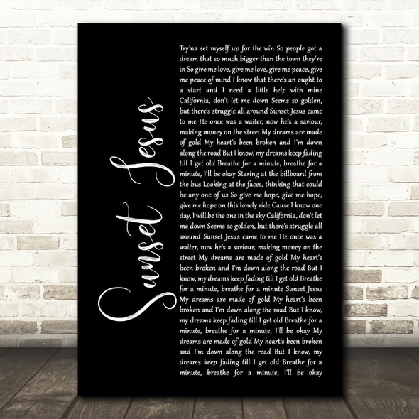 Avicii Sunset Jesus Black Script Decorative Wall Art Gift Song Lyric Print